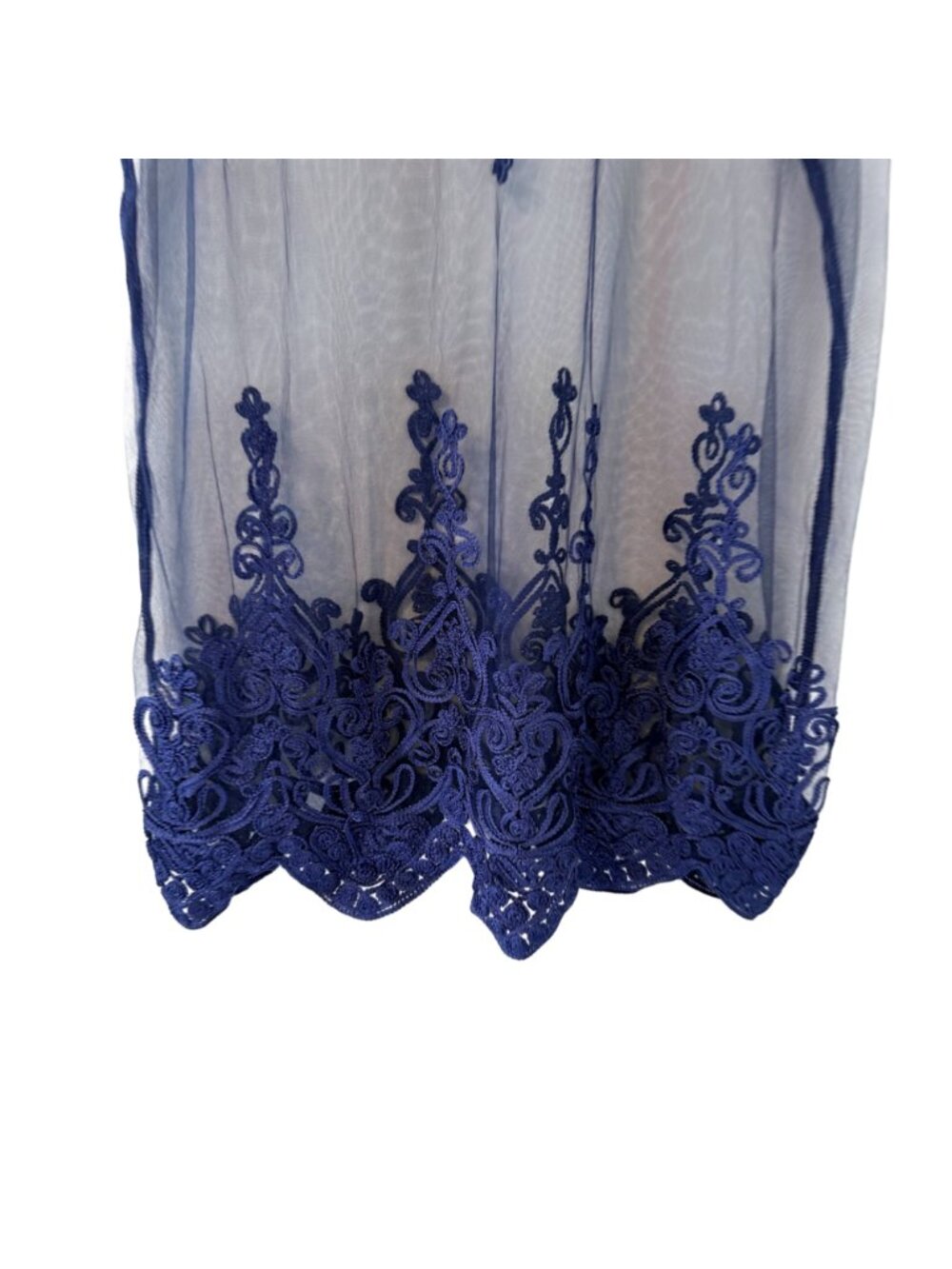 Jessica Taylor Blue Sheer Lace Embroidered Sleeveless Tunic Top Ones Sz Top - Picture 8 of 12